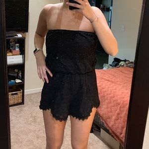 Free People black lace strapless romper